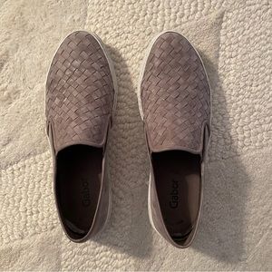 Gabor distressed grey leather slip-ons